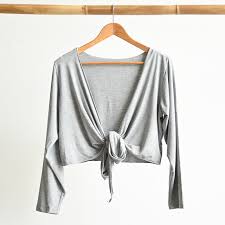 Ripe Maternity - Crop ballet wrap silver marle S  | MILD zwangerschapsboetiek - zwangerschapskleding bij Mechelen