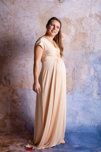 Tiffany Rose - Francesca maxi dress champagne 36-38 & 40-42  | MILD zwangerschapsboetiek - zwangerschapskleding bij Mechelen