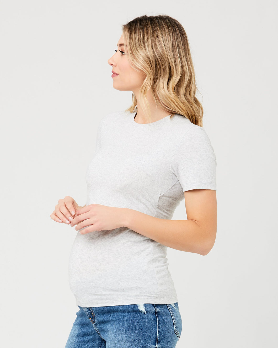 Ripe Maternity - Organic nursing tee silver marle  | MILD zwangerschapsboetiek - zwangerschapskleding bij Mechelen