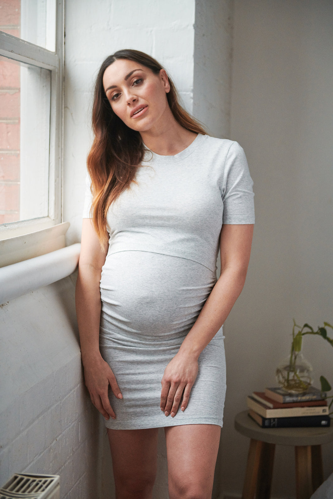 Ripe Maternity - Organic nursing dress silver marle S  | MILD zwangerschapsboetiek - zwangerschapskleding bij Mechelen